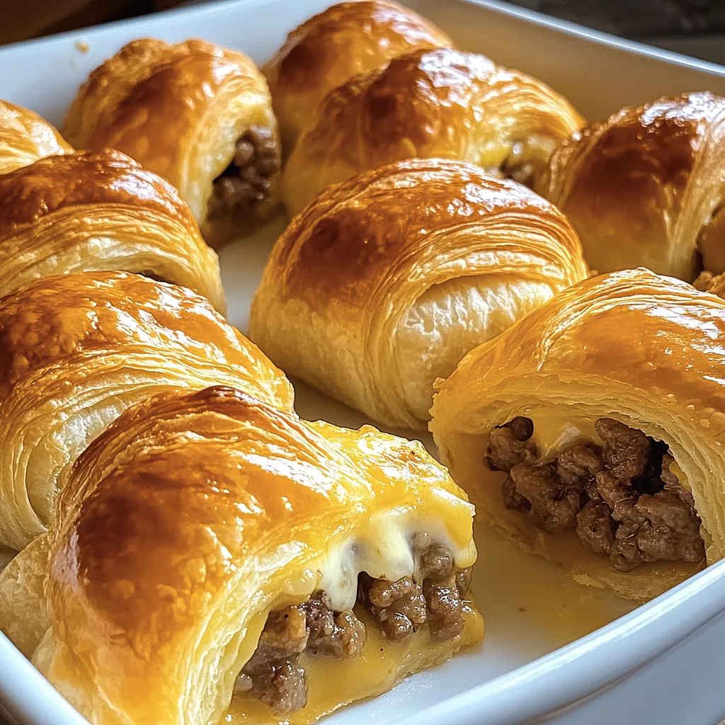 Zoom sur roulés saucisse croissant fromage