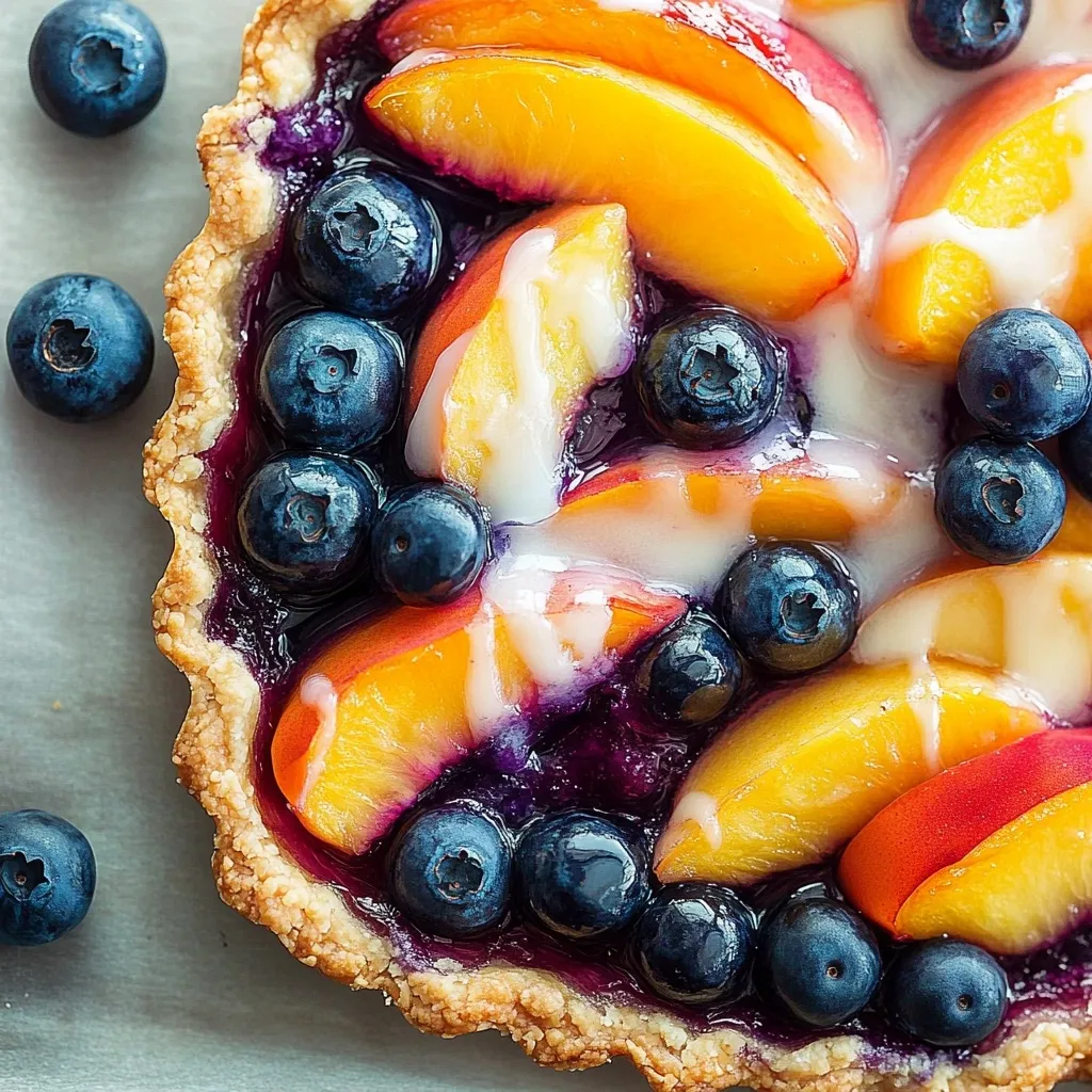 Tarte Pêches Myrtilles avec Glaçage Vanille