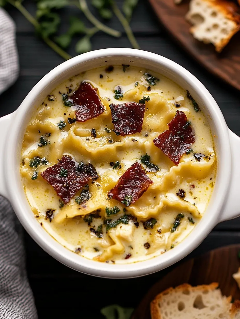 Soupe blanche crémeuse au poulet et lasagnes
