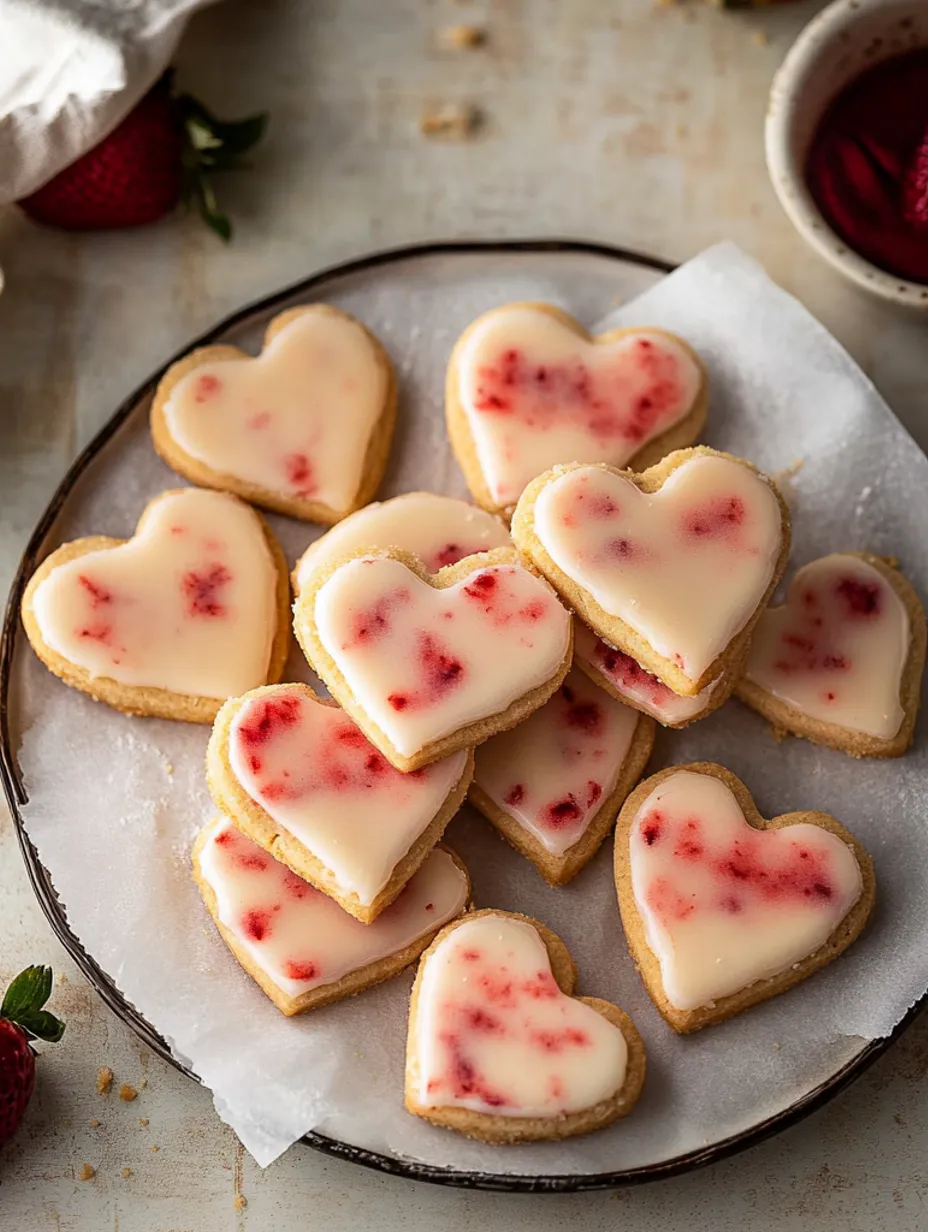 Biscuits sablés cœur fourrés à la fraise