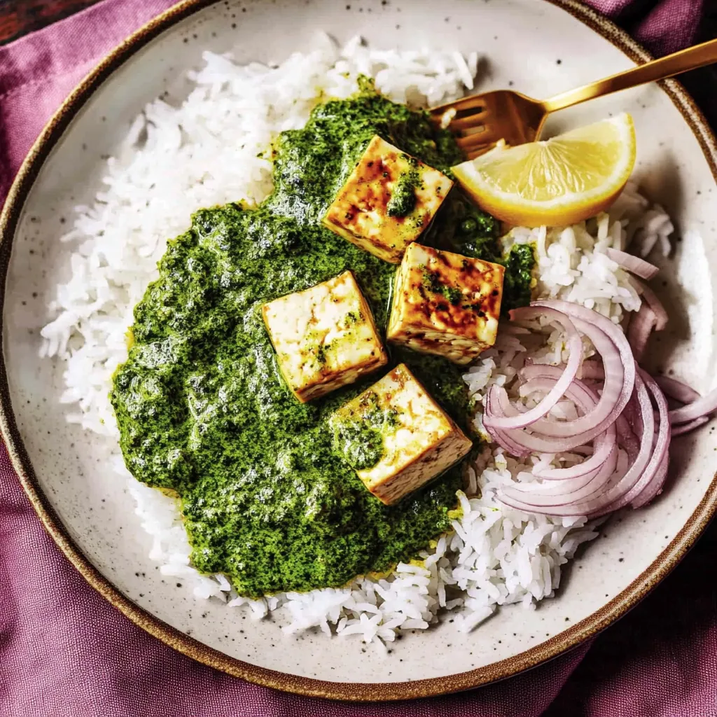 Grünkohl crémeux avec lait de coco et tofu