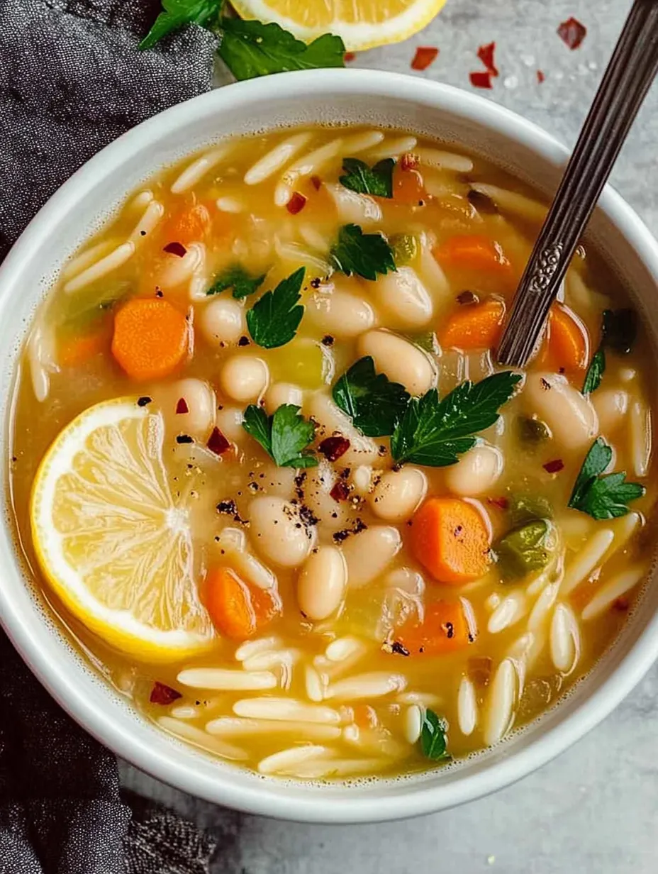 Soupe Orzo Haricots Blancs Citronnée Réconfortante