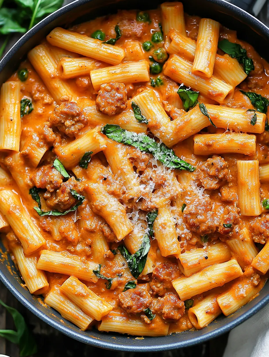 Rigatoni crémeux à la saucisse plat