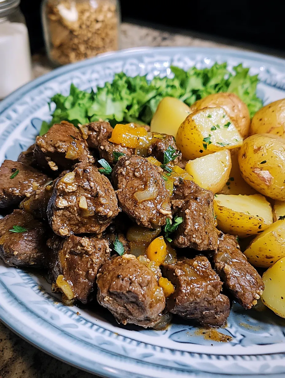 Bouchées de bœuf et pommes de terre ail-beurre faciles