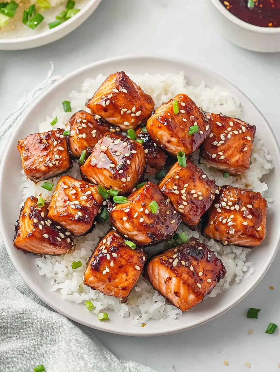 Petits cubes saumon ail-miel faciles