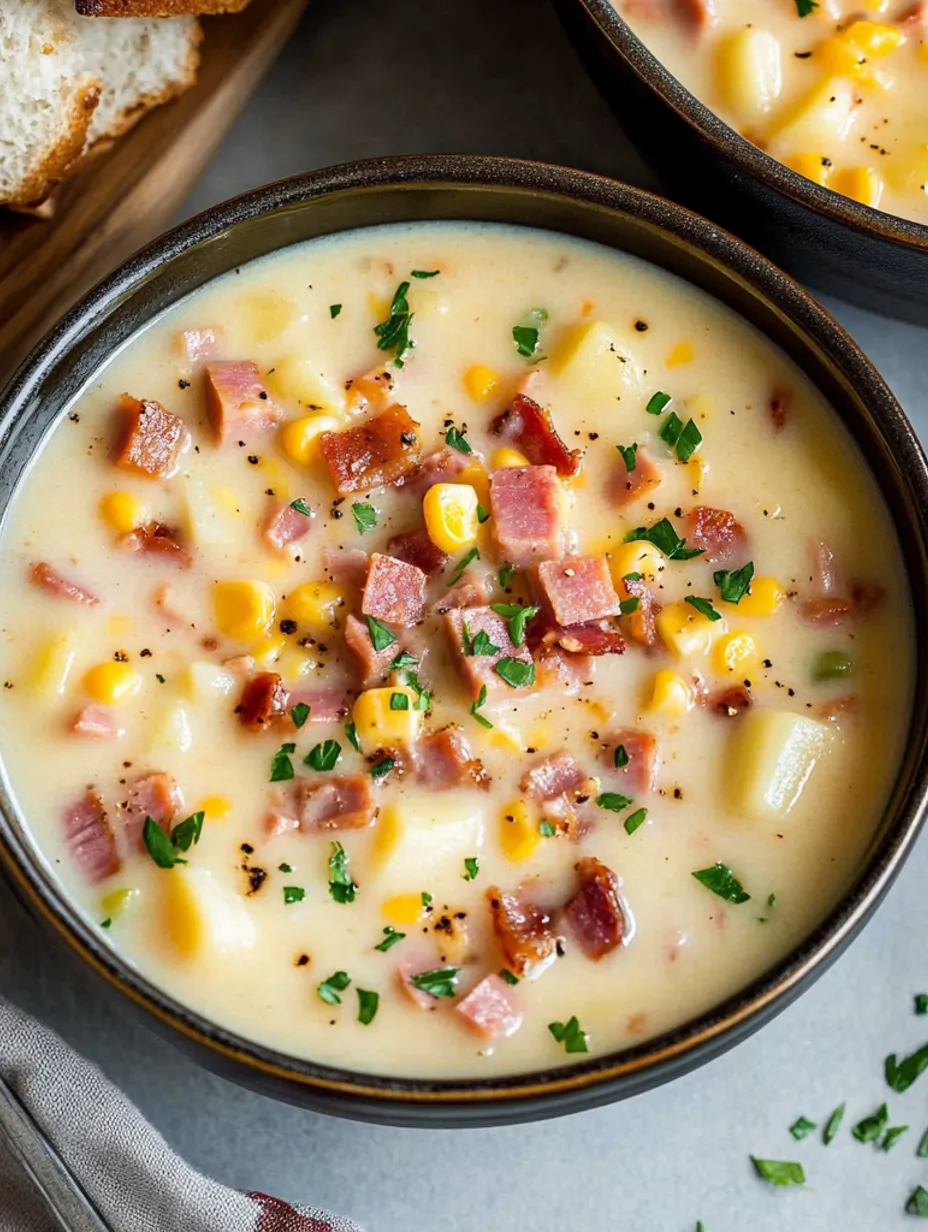 Soupe crémeuse jambon, lard et cheddar