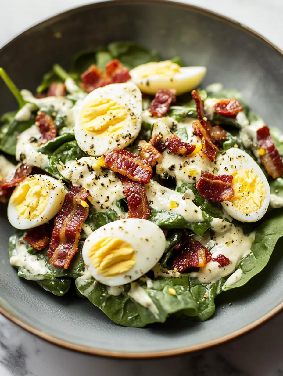 Salade d’épinards, bacon & œufs