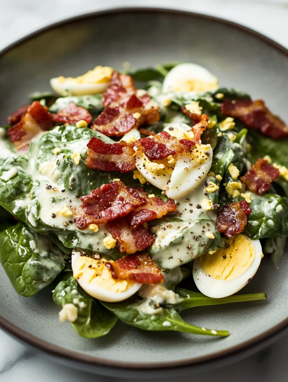 Salade facile épinards, bacon & œufs