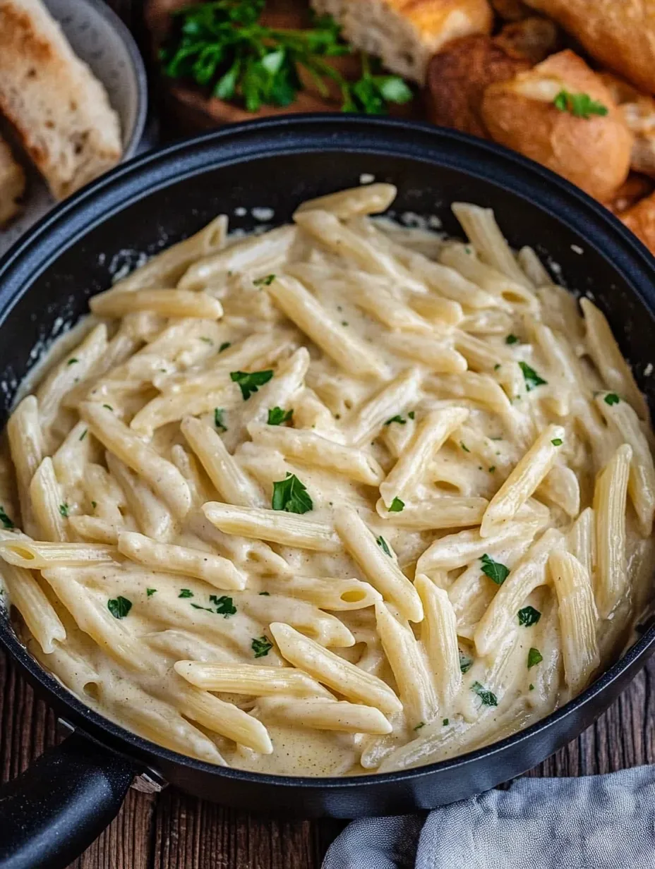 Penne crémeux ail fait maison