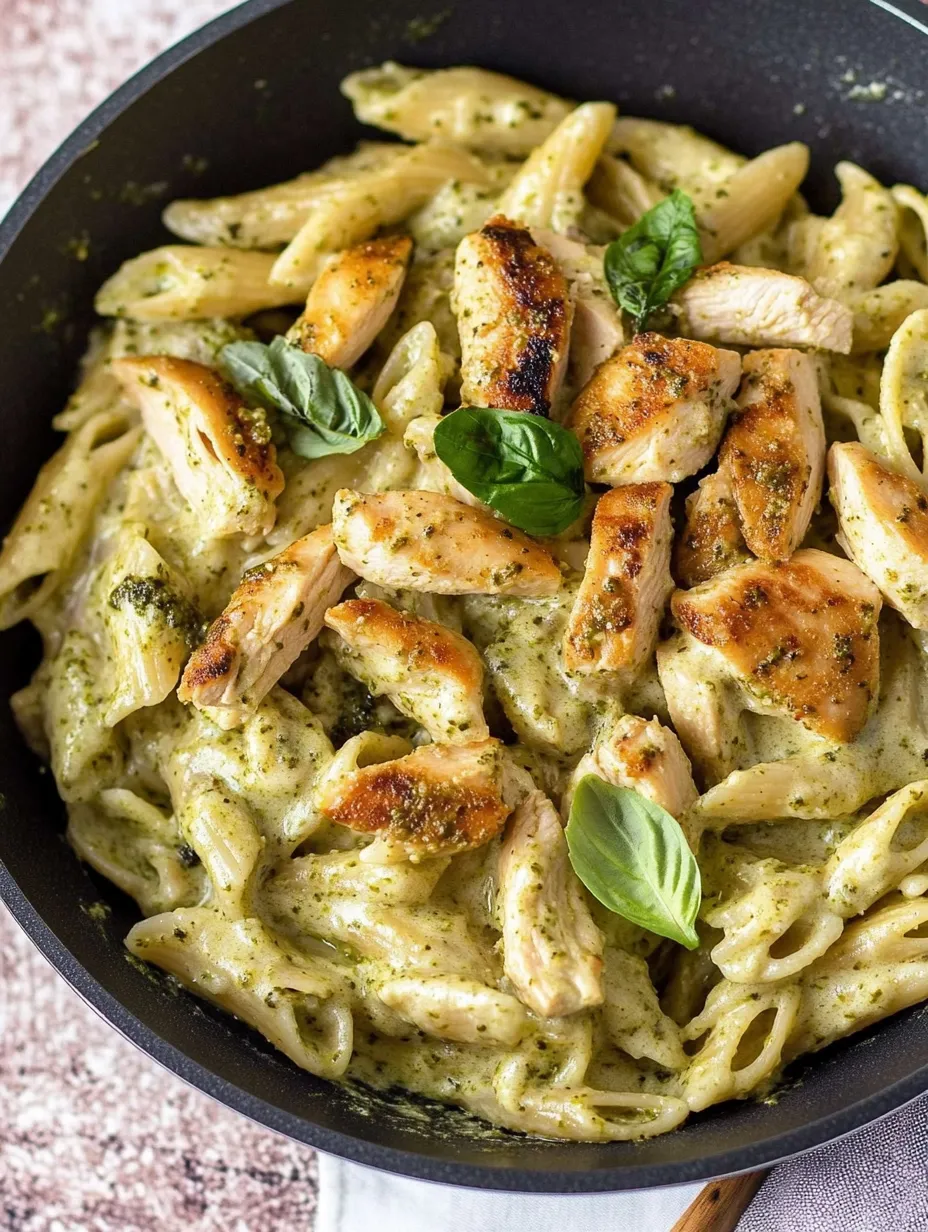 Pâtes Maison Poulet Pesto Crémeux