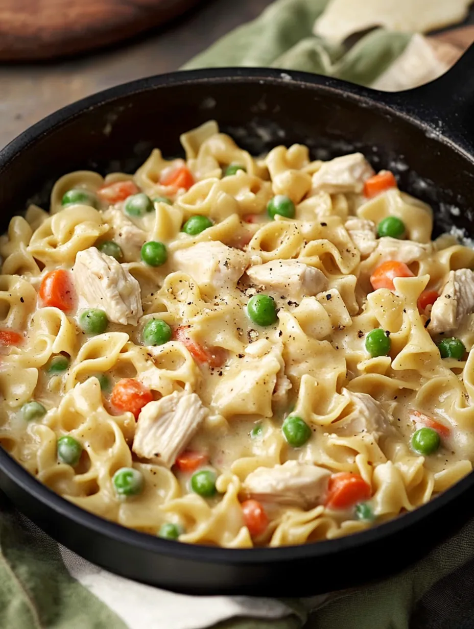 Poêlée de nouilles au poulet façon pot pie