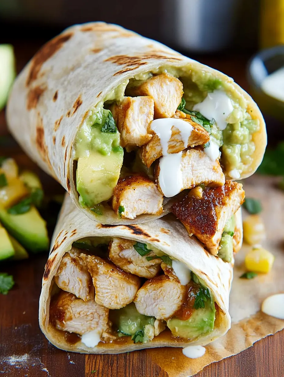 Burritos faciles au poulet et à l’avocat