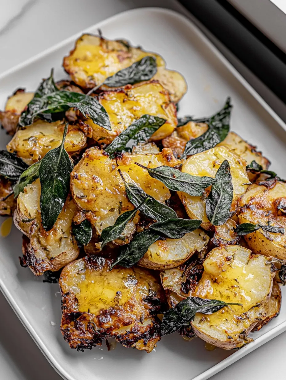 Pommes de terre écrasées crousti-sauge beurre noisette