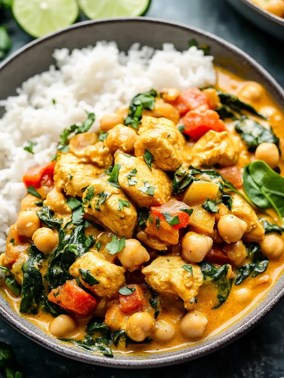 Poulet & pois chiches coco épinards