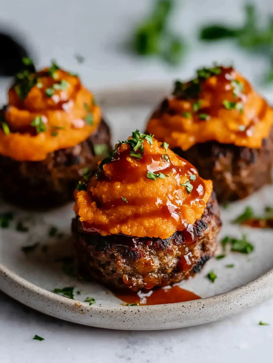 Muffins viande hachée BBQ et purée de patate douce