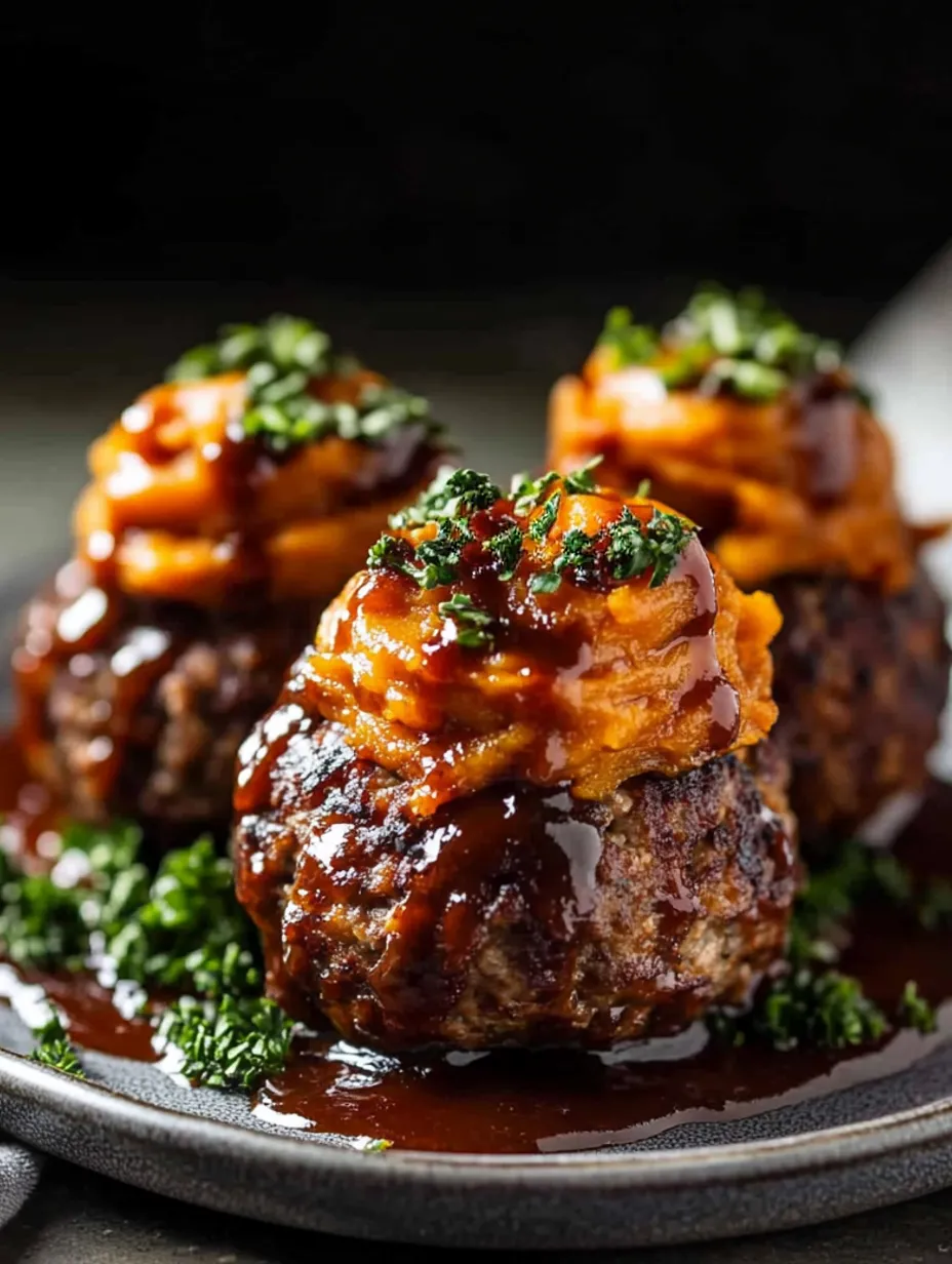 Petits muffins viande BBQ purée patate douce gourmands