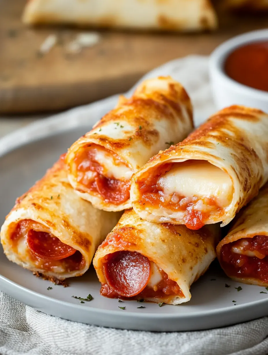 Roulés à la pizza à l'air fryer faciles