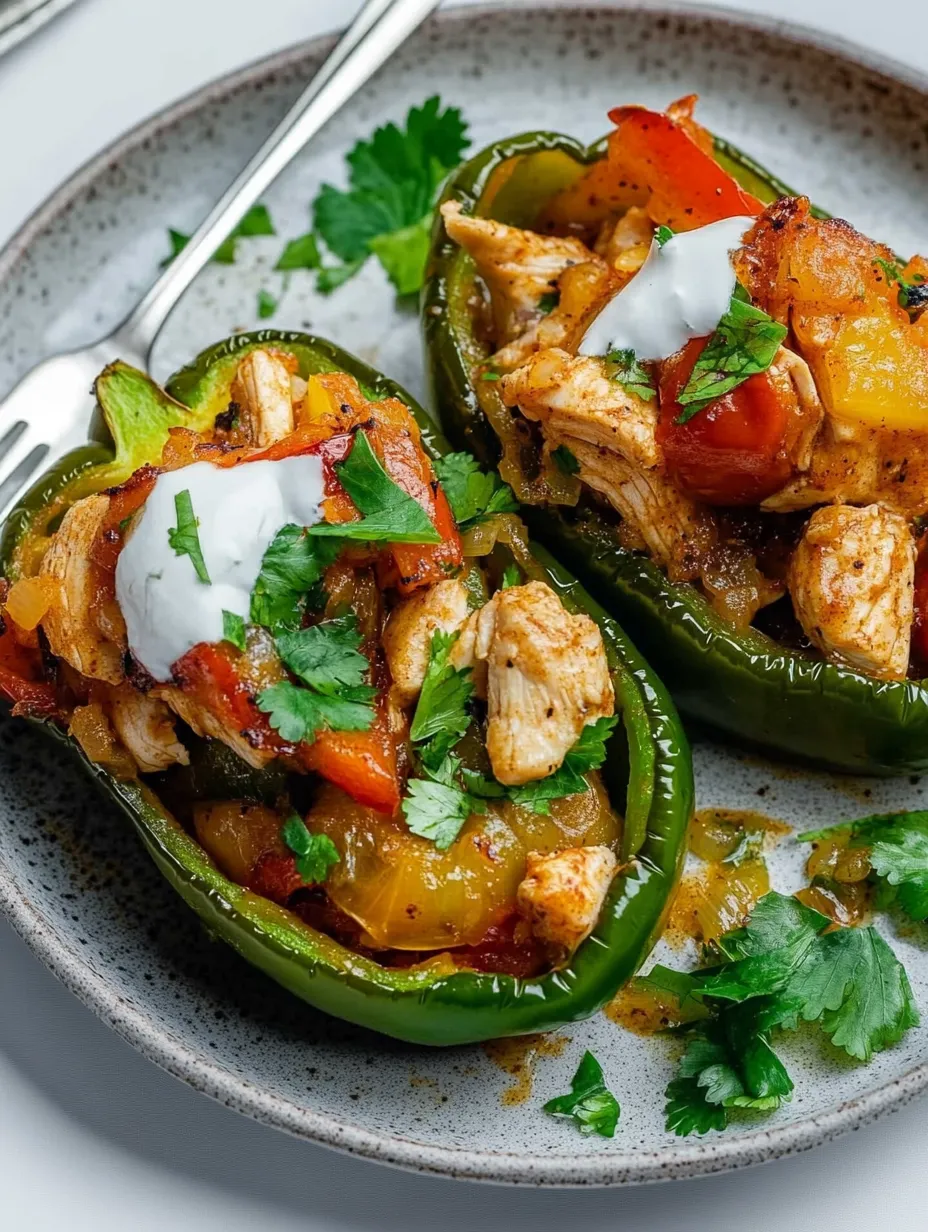 Poivrons farcis poulet maison