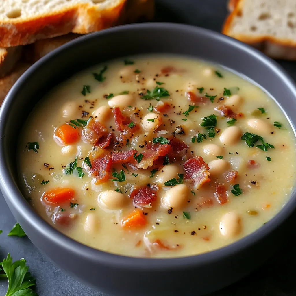 Soupe haricots blancs lard facile