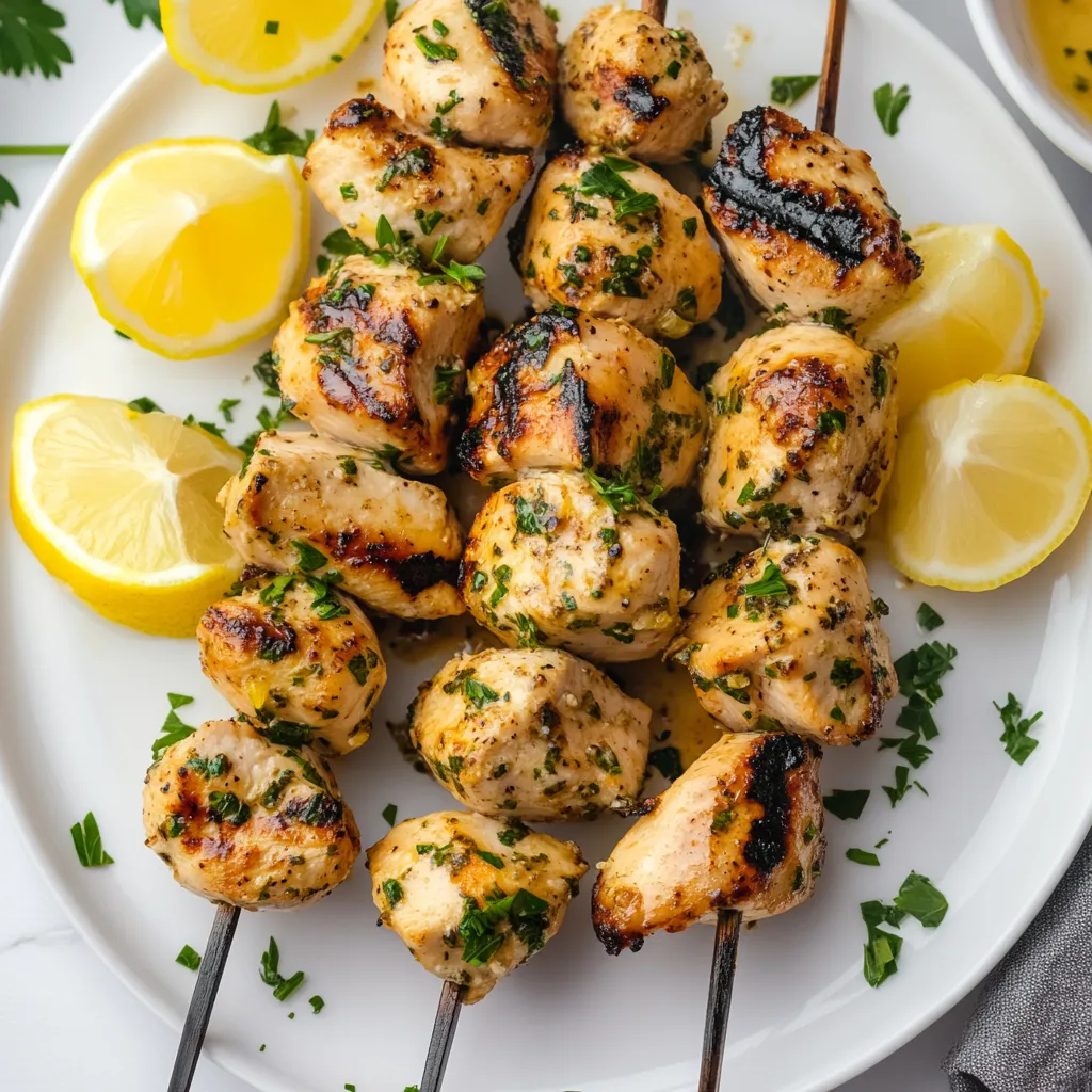 Brochettes de Poulet Citron et Herbes