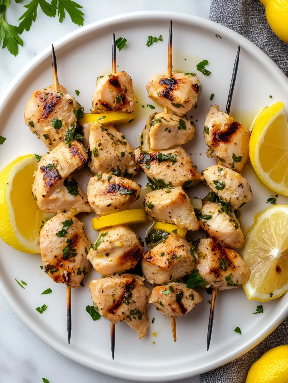 Brochettes Poulet Citron Herbes