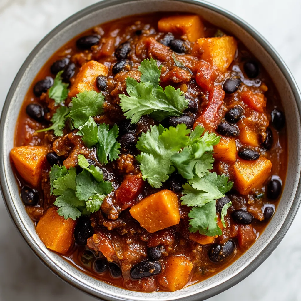 Chili aux patates douces et haricots noirs
