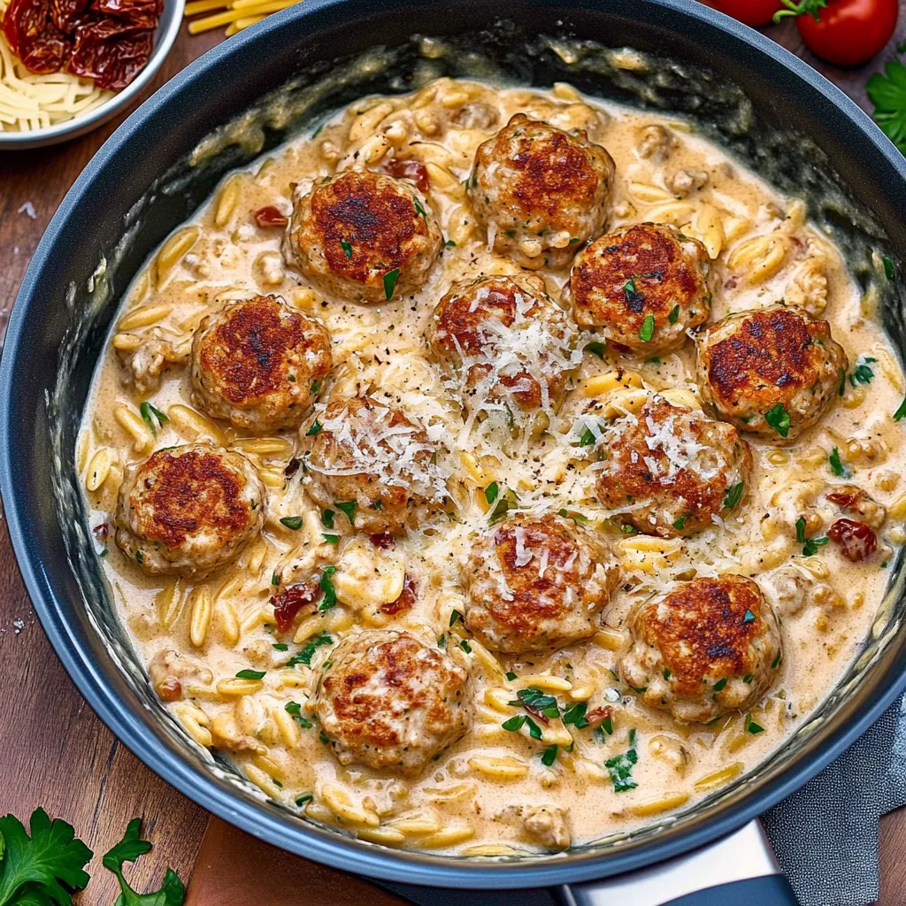 Boulettes de Poulet Orzo Crémeux