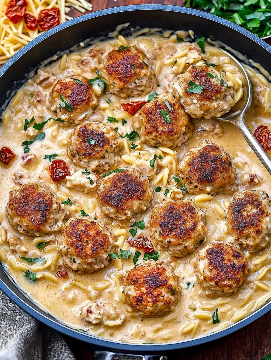 Orzo maison aux boulettes de poulet