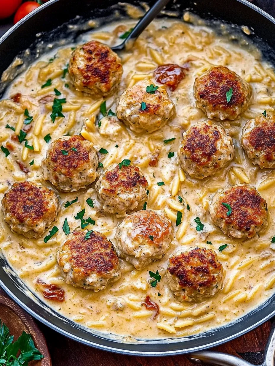 Orzo aux boulettes de poulet fondantes