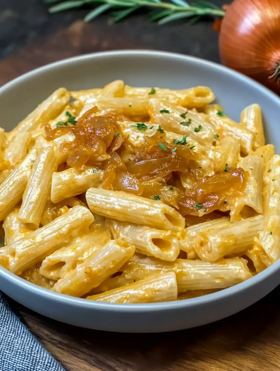 Pâtes dorées aux oignons