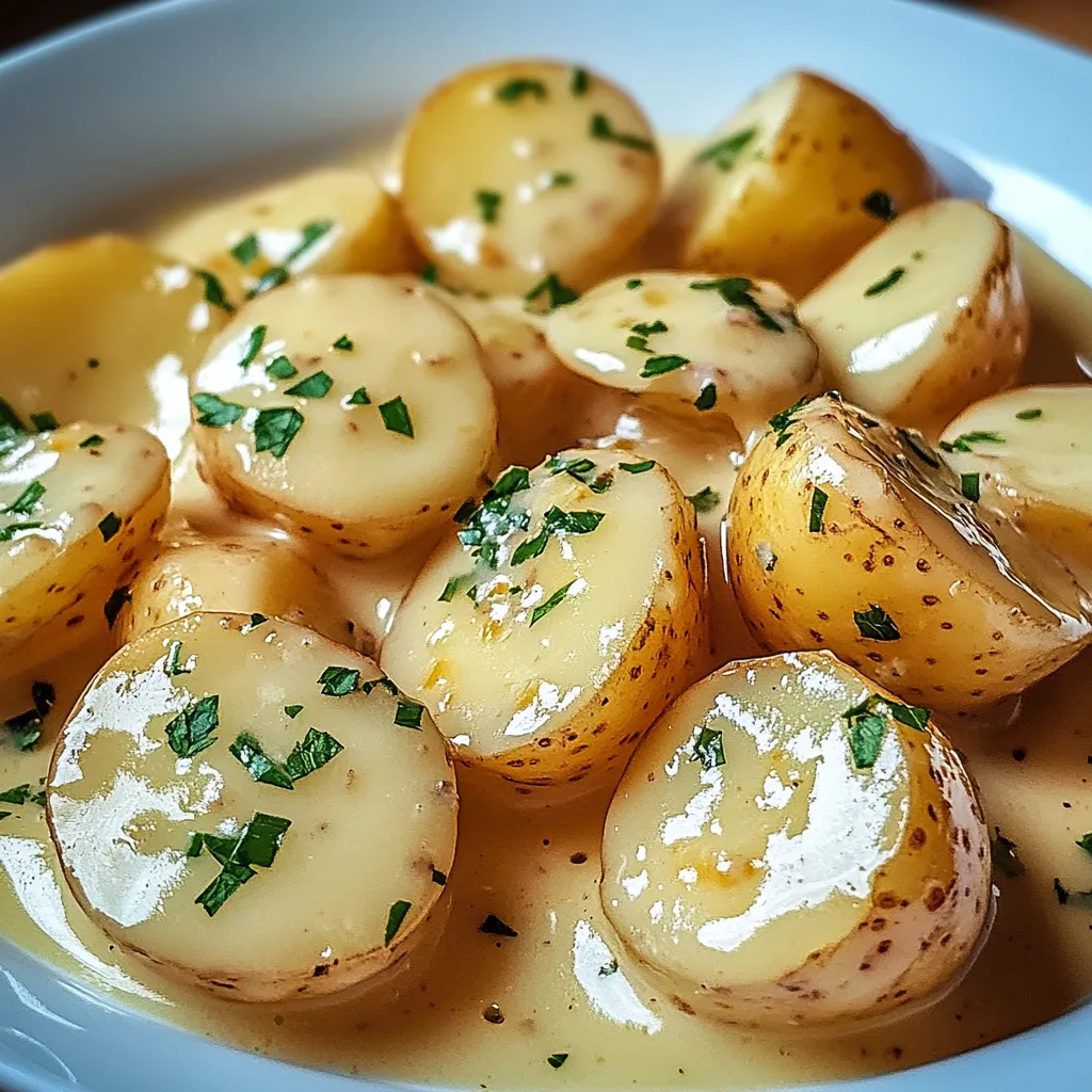 Petites pommes de terre crémeuses à l’ail