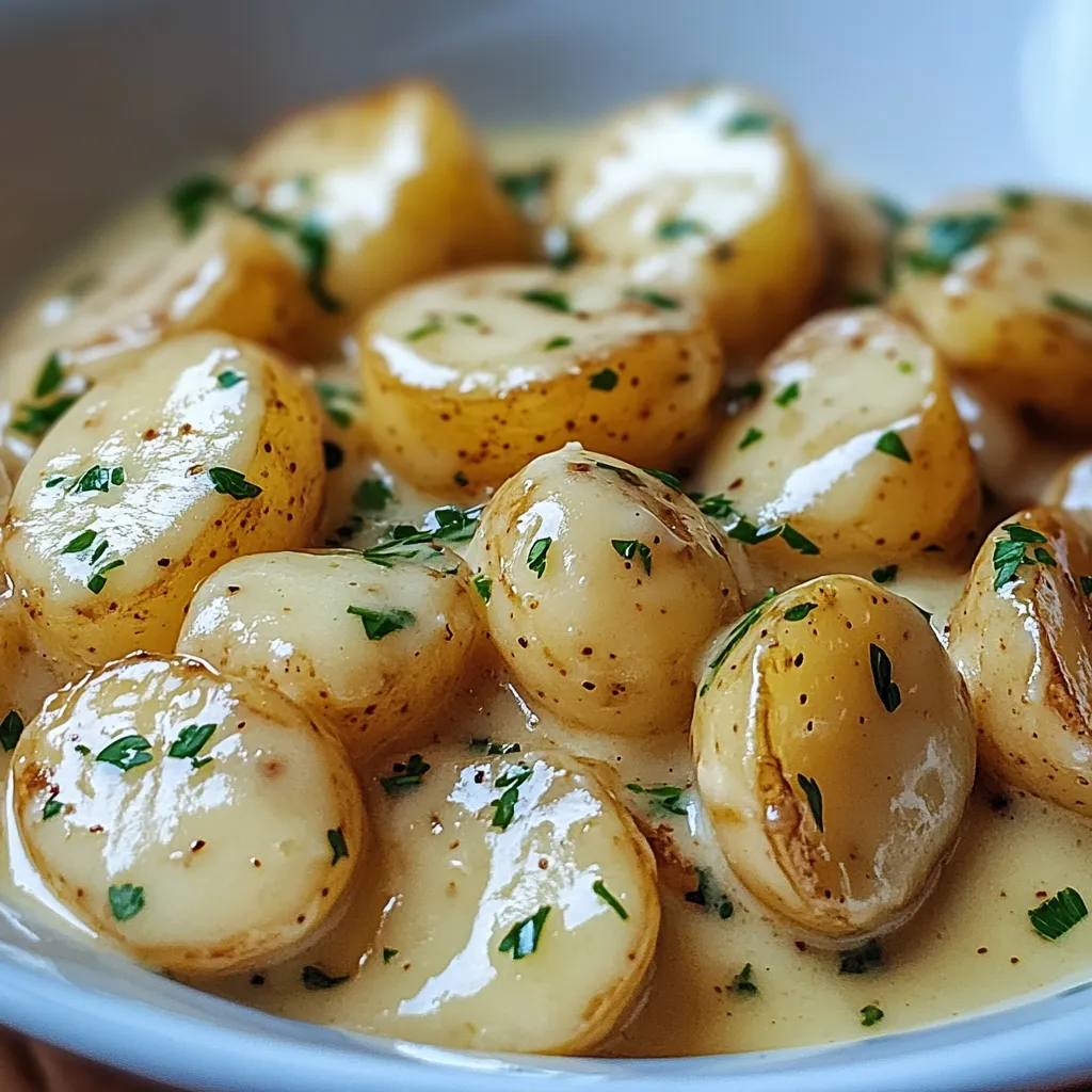 Petites pommes de terre fondantes à la crème d’ail