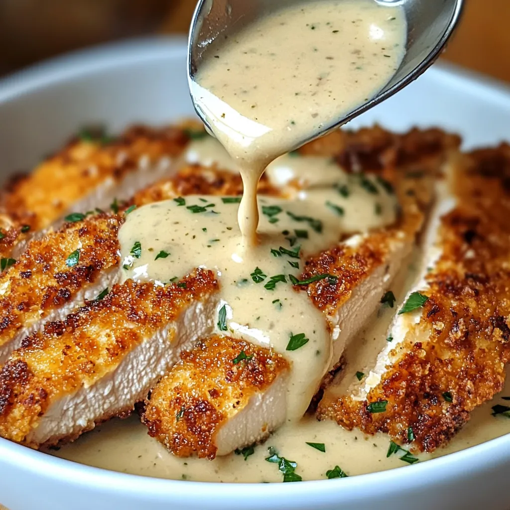 Poulet Croustillant au Parmesan avec Sauce Crémeuse à l'Ail