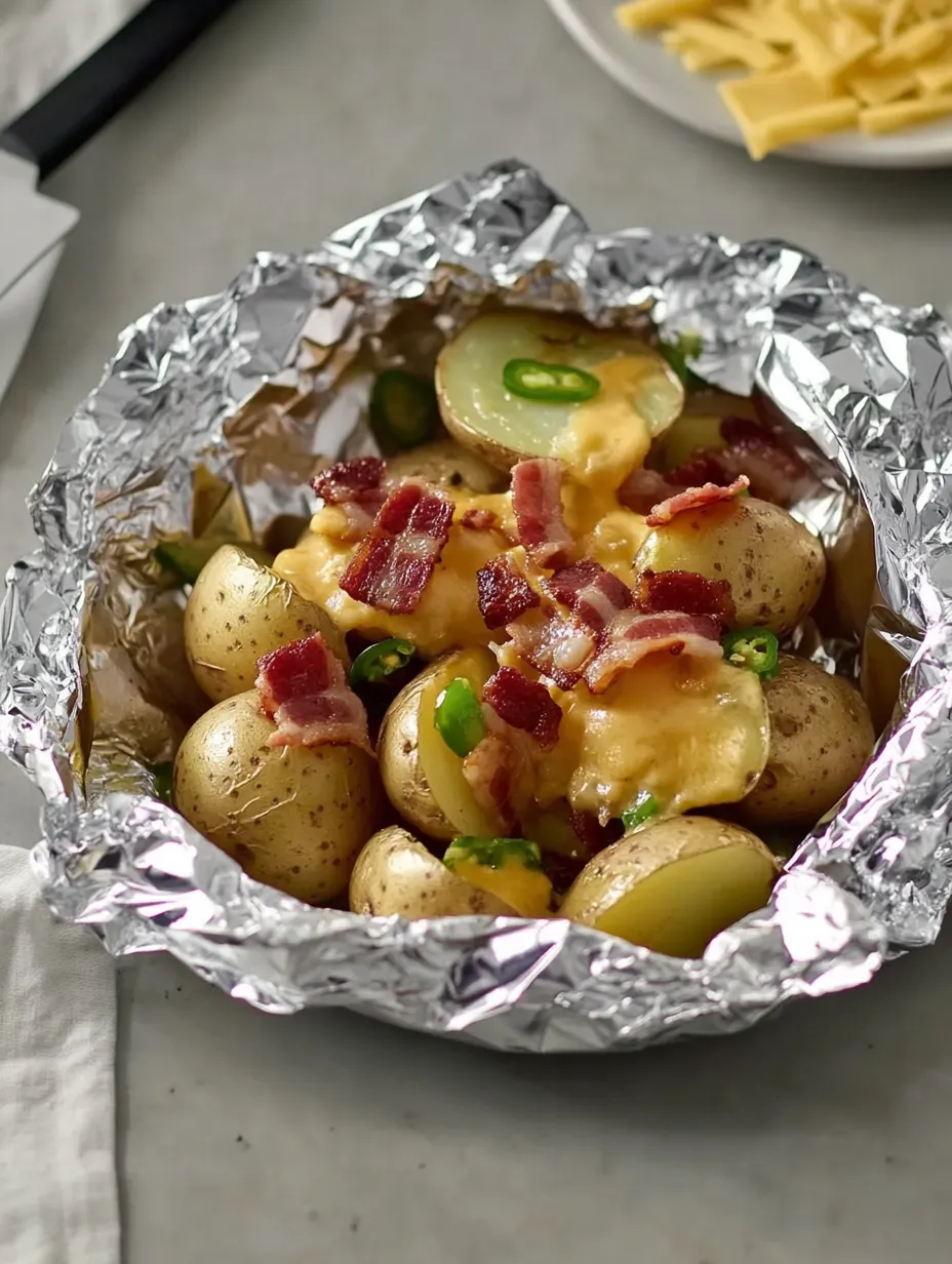 Papillotes de pommes de terre au bacon, fromage et ranch