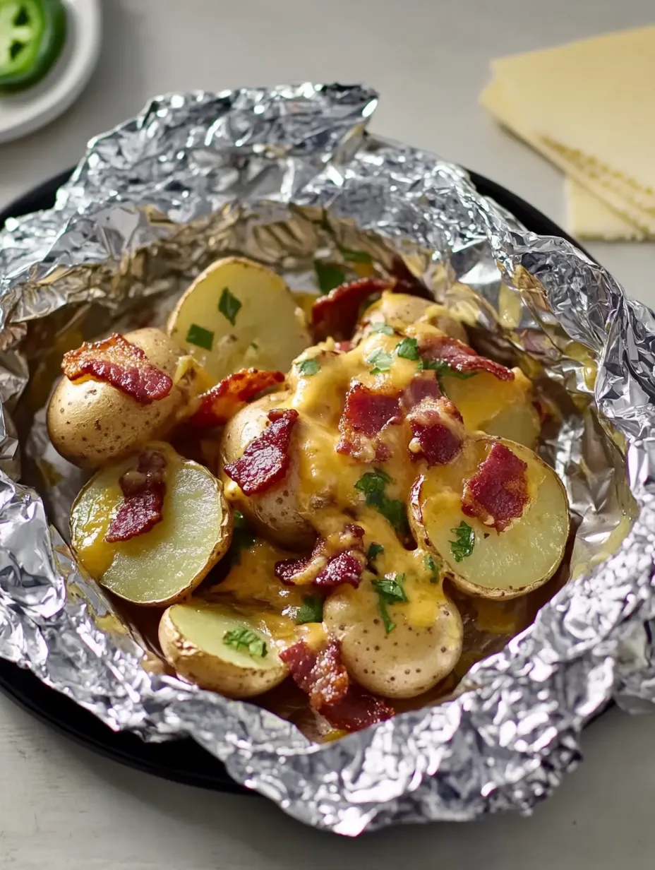 Papillotes faciles de pommes de terre au bacon, fromage et ranch