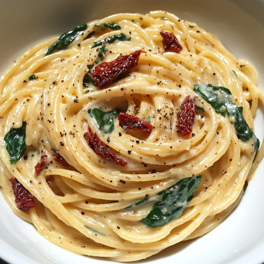 Pâtes simples épinards crème tomate séchée