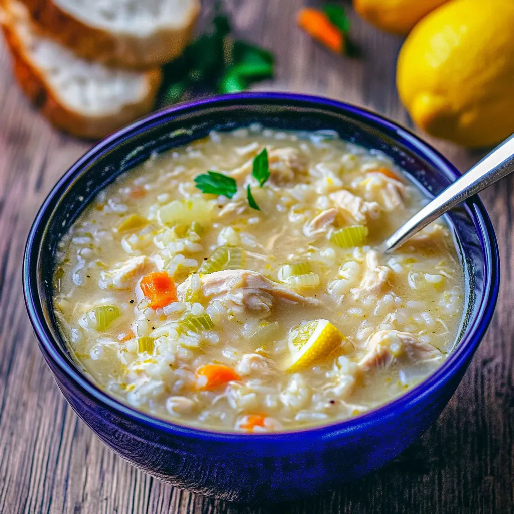 Savoureuse soupe grecque au poulet citron