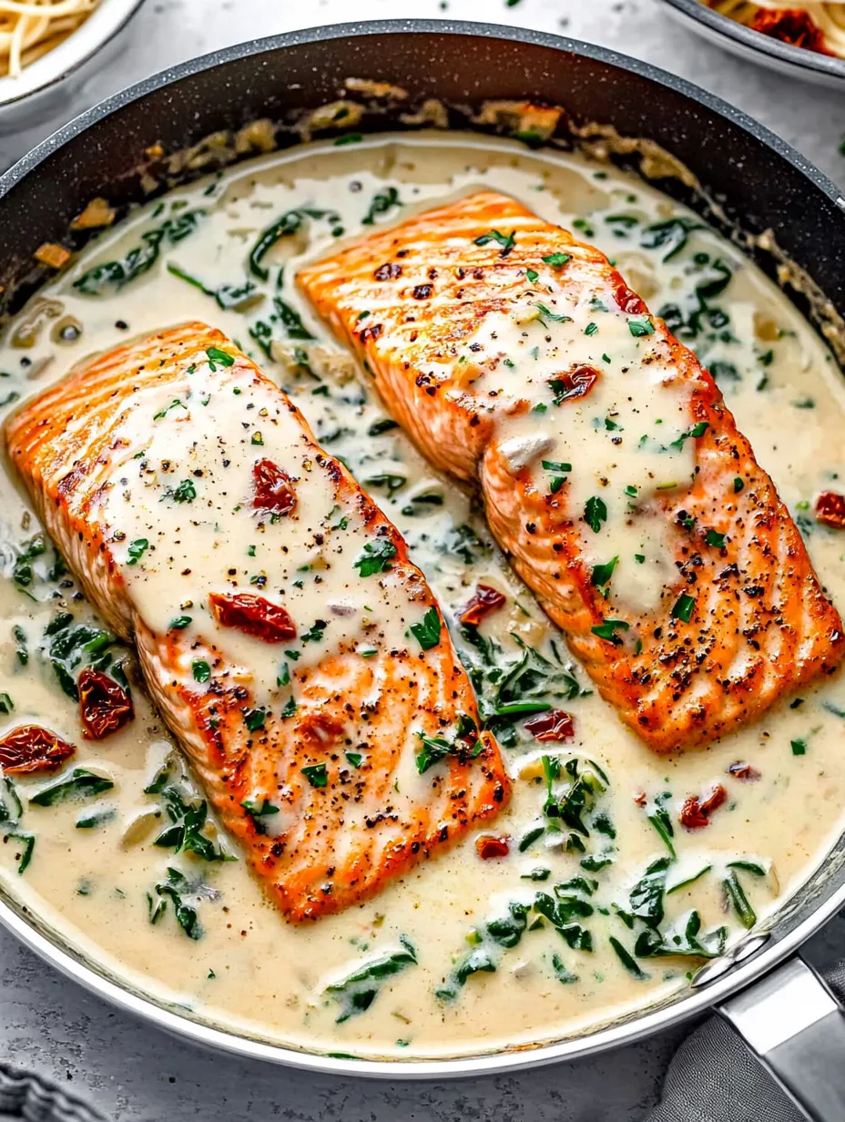 Le meilleur saumon crémeux ail façon toscane