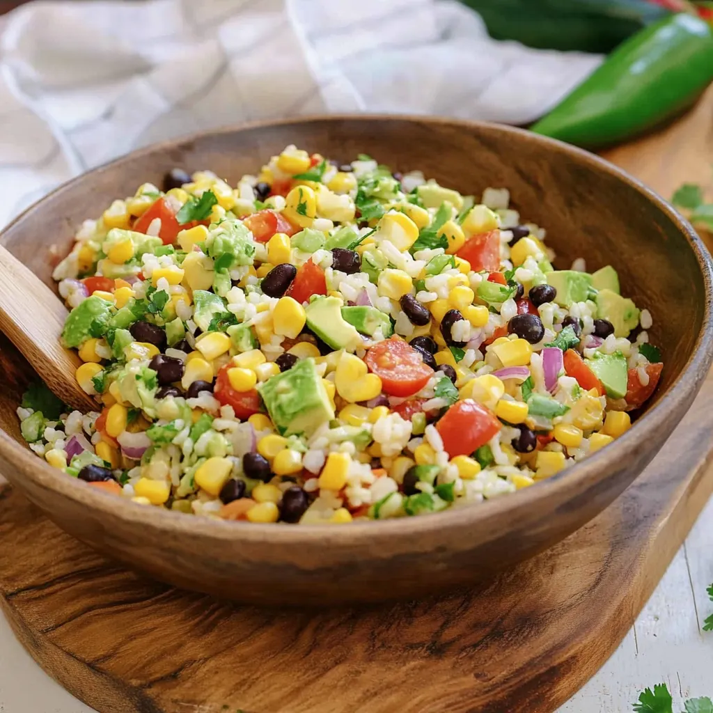 Salade de riz cowboy avec sauce chimichurri