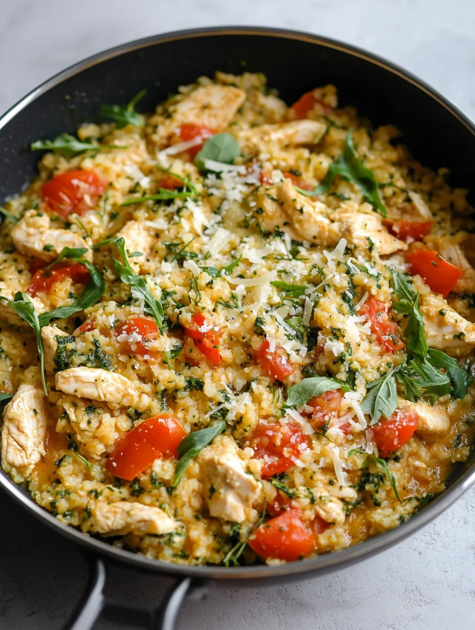 Riz de chou-fleur poulet pesto corsé
