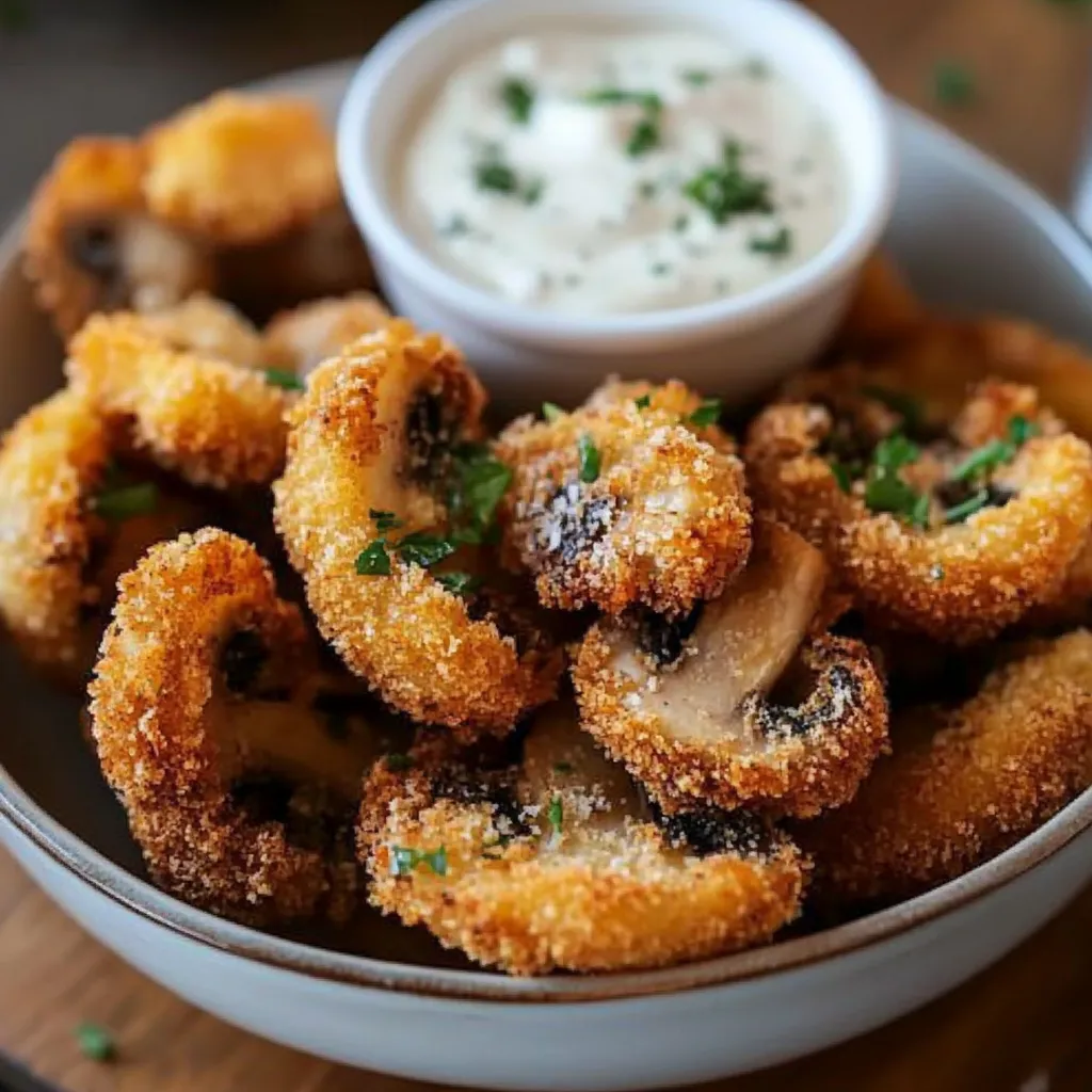 Champignons Frits Dorés avec Sauce Ranch