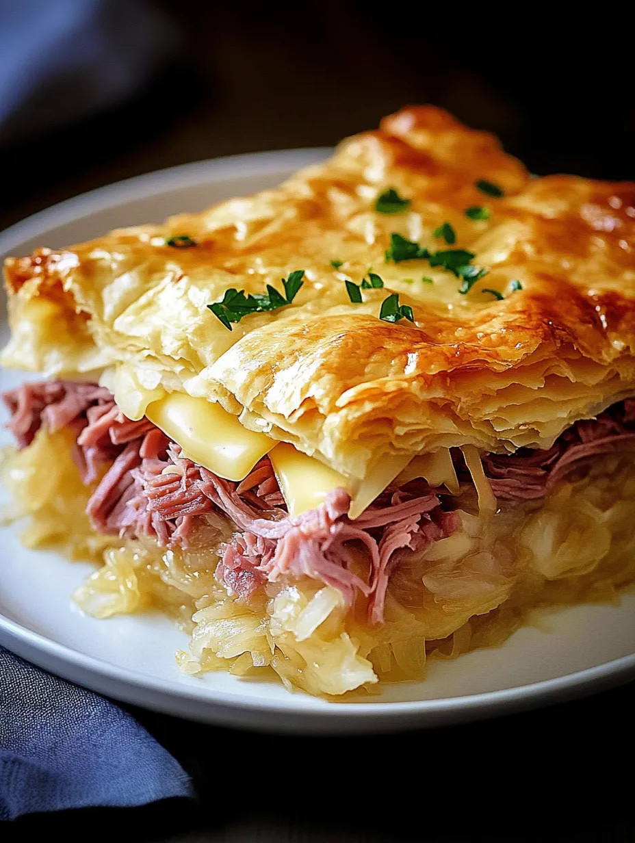 Gratin feuilleté façon Reuben au bœuf salé