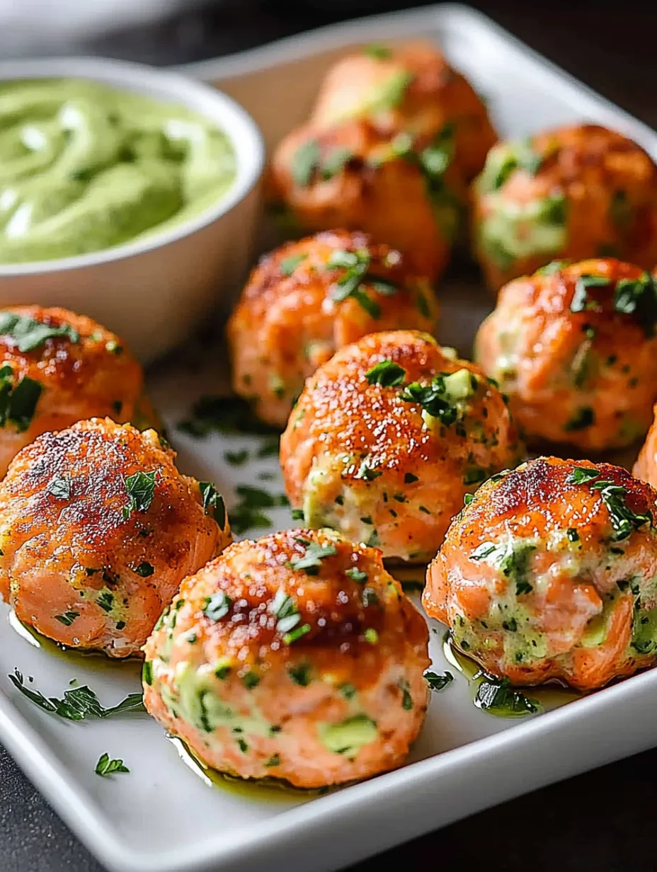 Boulettes de Saumon au Four et Sauce à l’Avocat