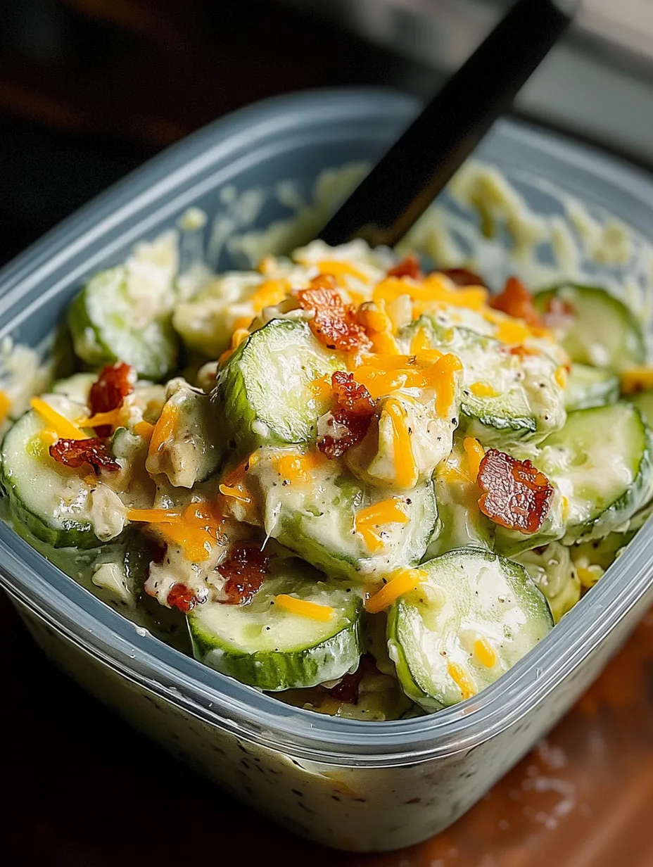 Encas express de concombre au fromage, bacon & sauce avocat