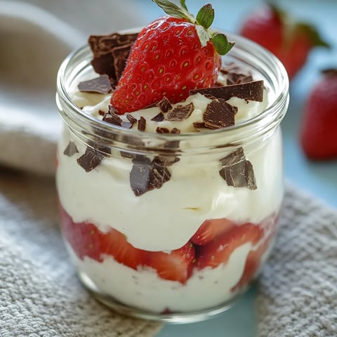 Douceur de quark avec fraises dans un verre