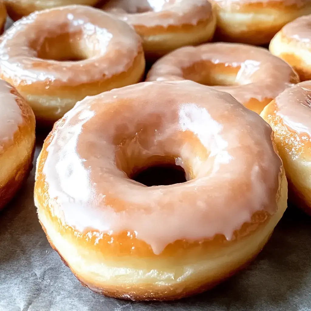 Un gros plan sur une pile de beignets glacés, montrant leur glaçage brillant et leur texture aérée.