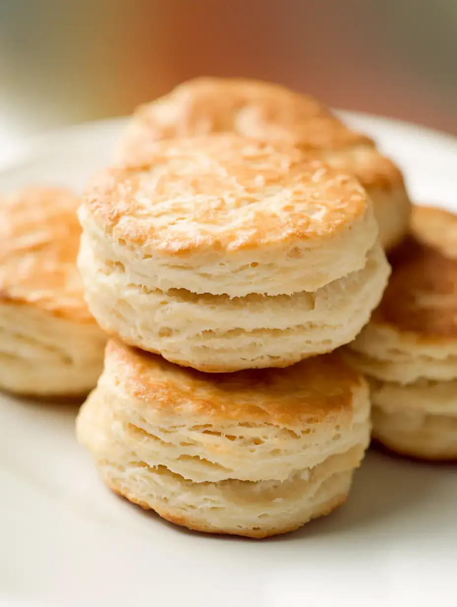 Une pile de biscuits dorés et feuilletés sur une assiette blanche.