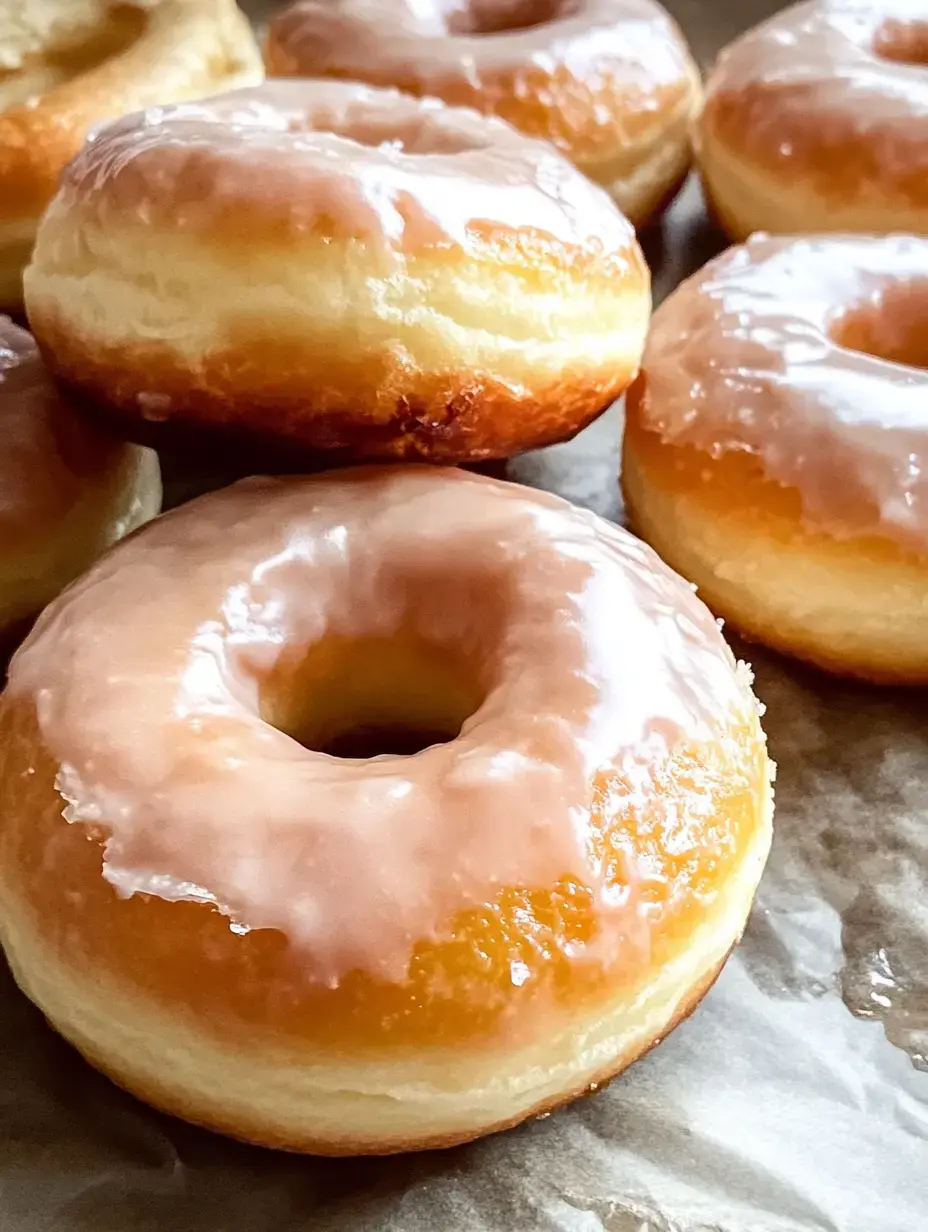 Un zoom sur des donuts fraîchement glacés sur du papier cuisson.
