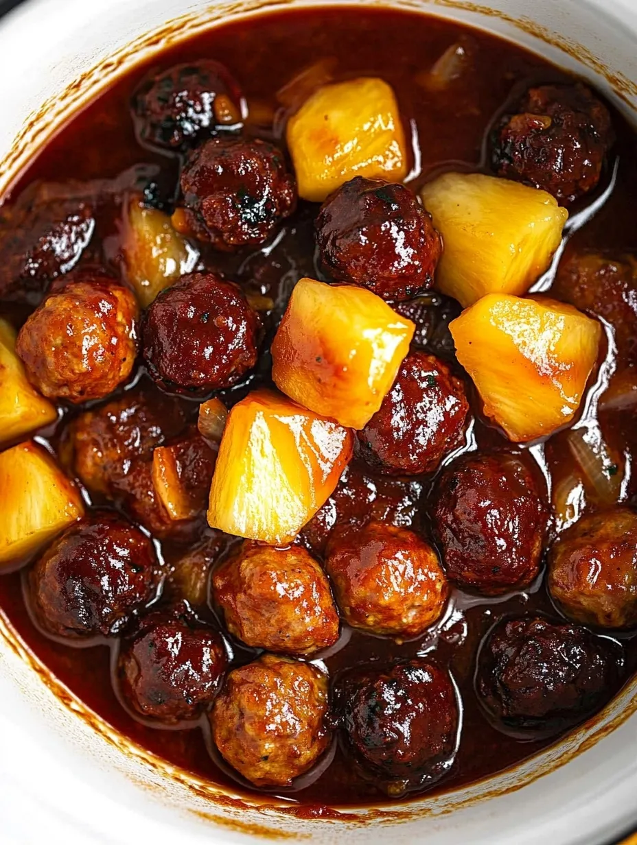 Boulettes sucrées à la mijoteuse avec ananas et saucisses