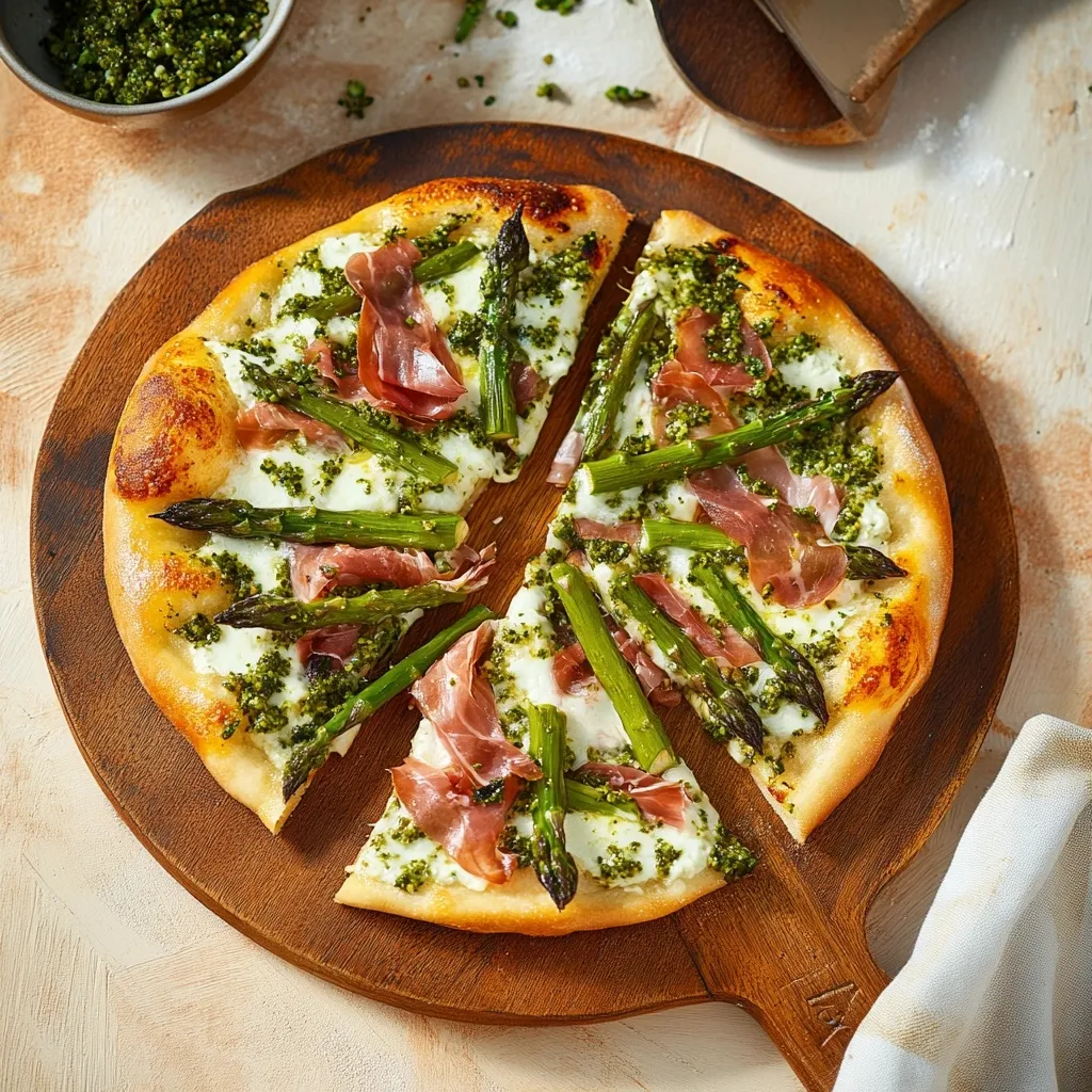 Pizza Blanche aux Asperges, Prosciutto et Gremolata